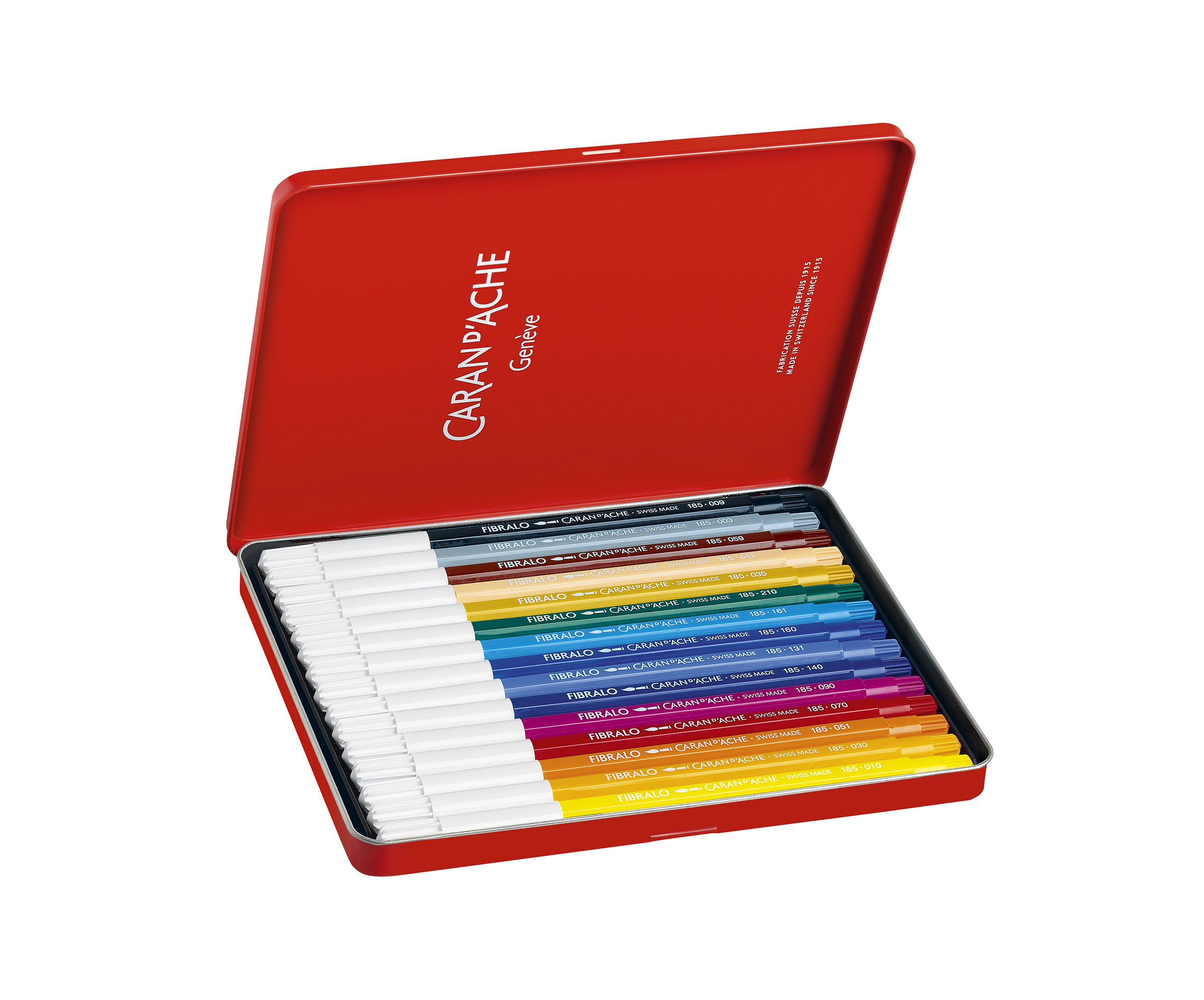 Fibralo, metal box 15 fibre pens assorted