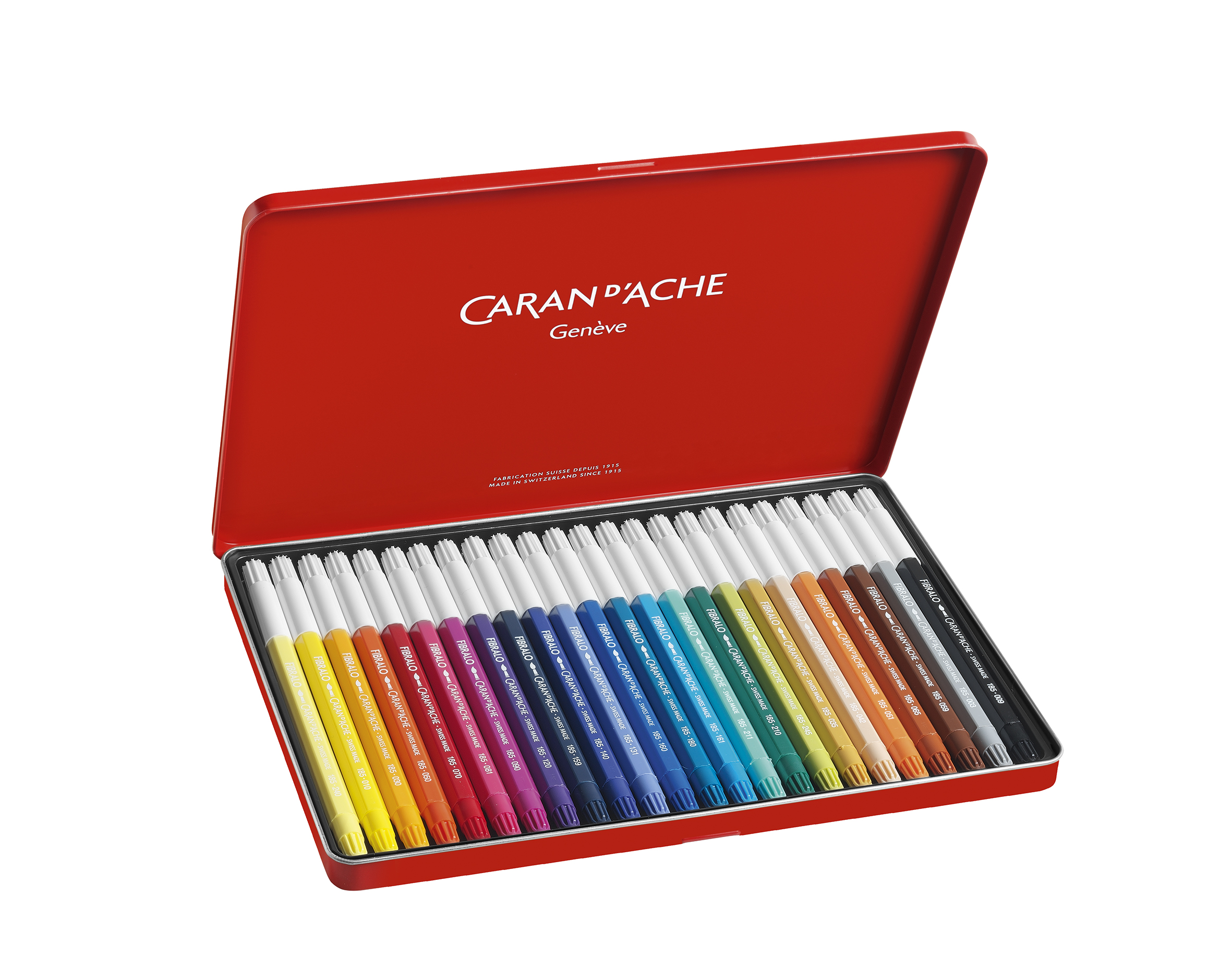 Fibralo, metal box 24 fibre pens assorted