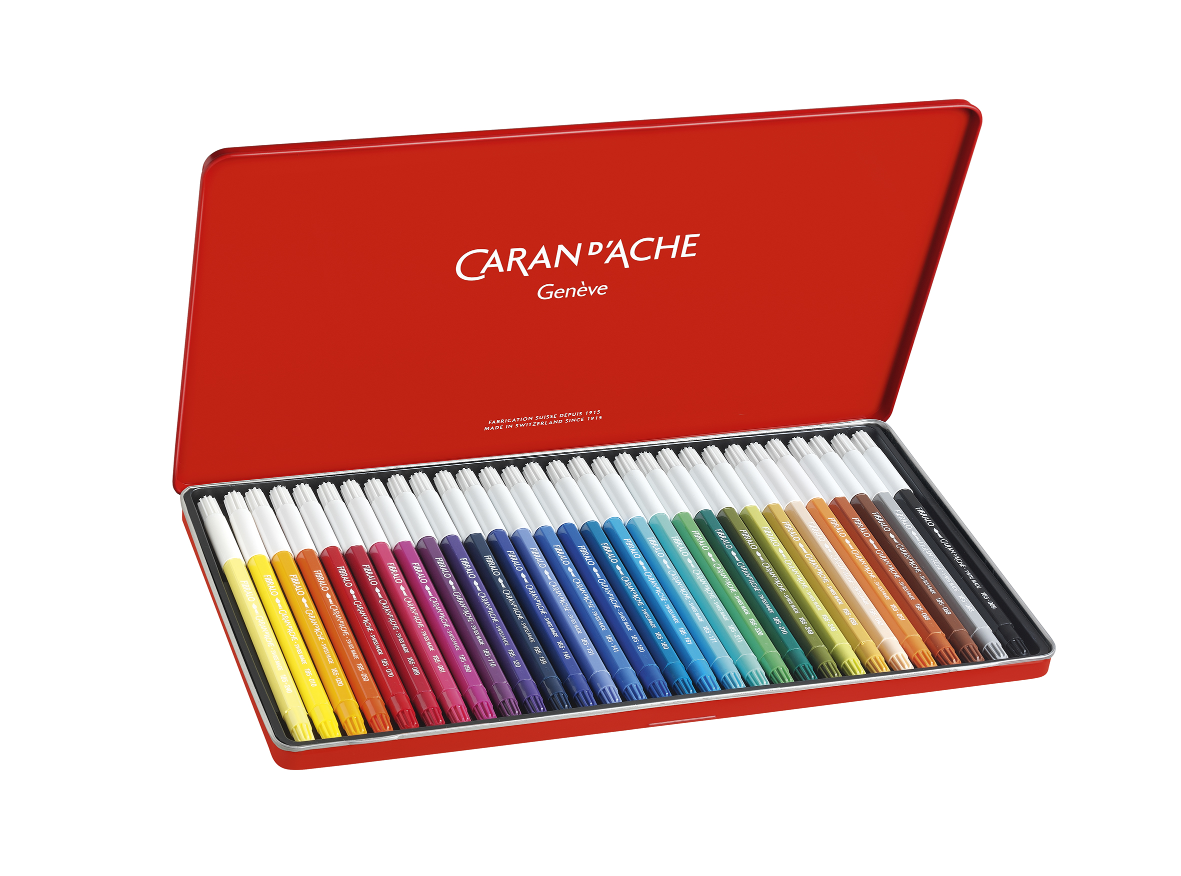Fibralo, metal box 30 fibre pens assorted