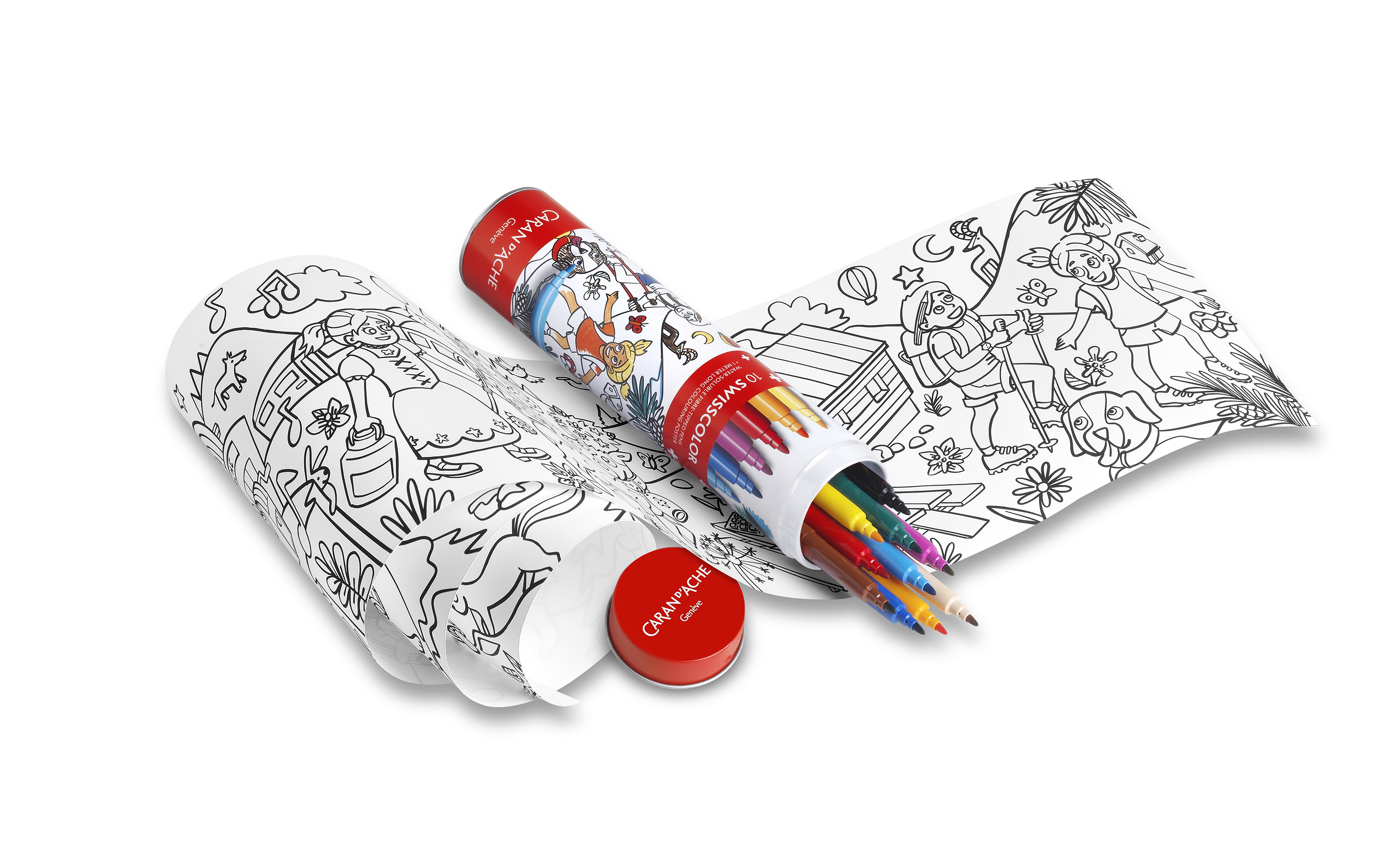 Swisscolor tube of 10 Fibre markers + poster