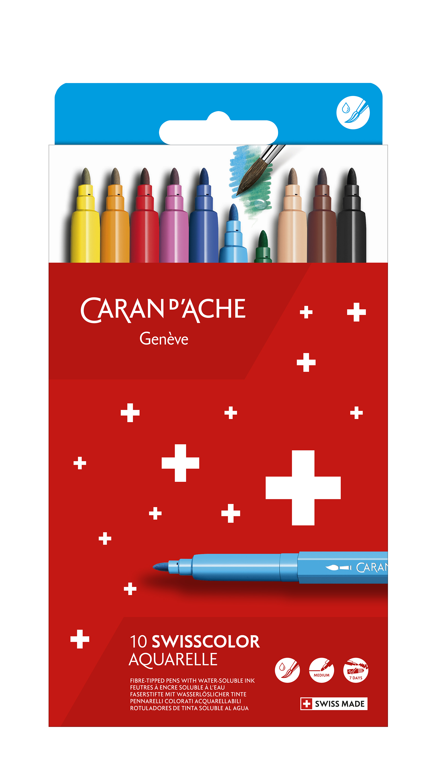 Swisscolor cardboard box of 10 Fibre markers