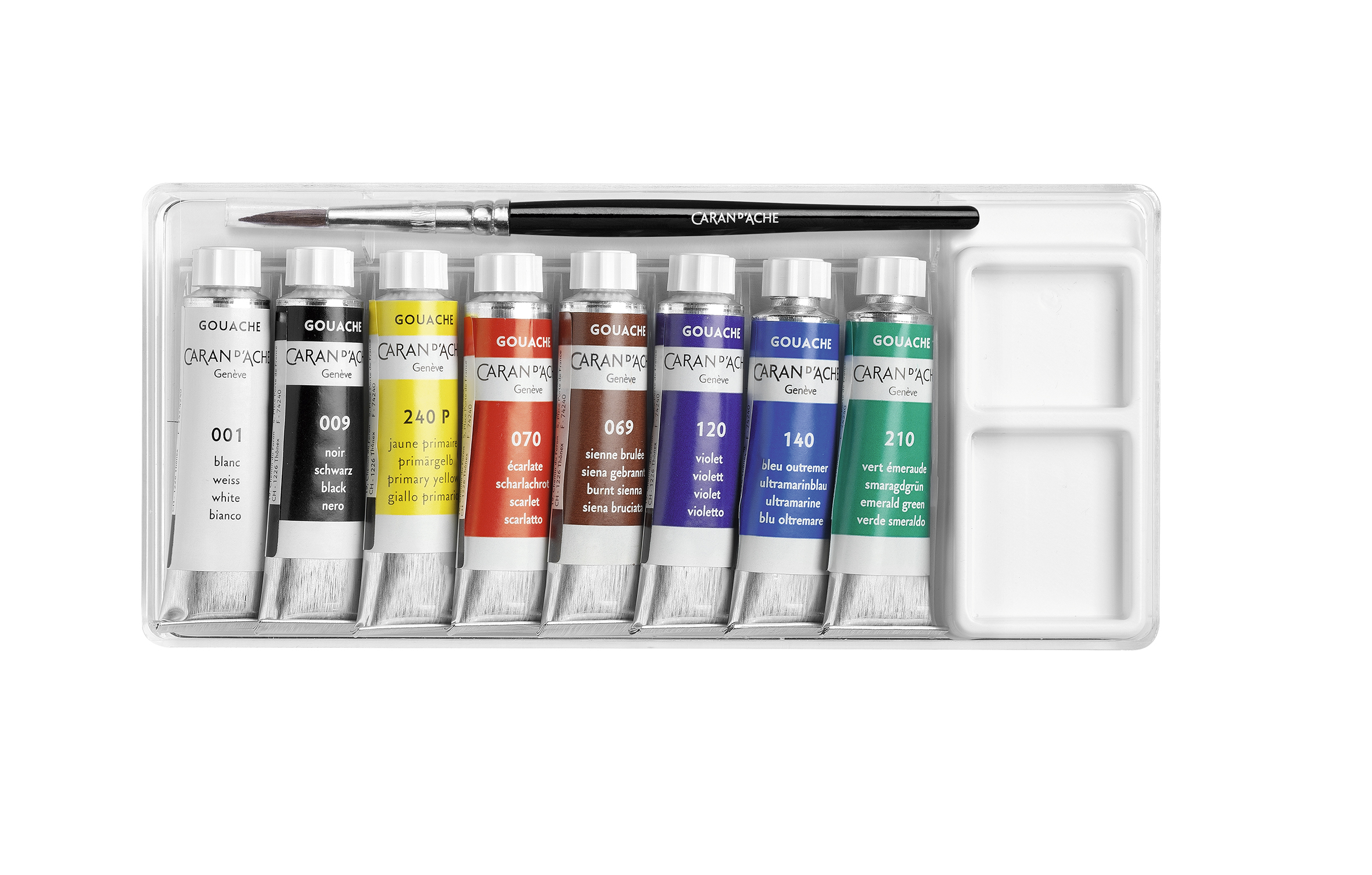Gouache tubes, 8 assorted colors