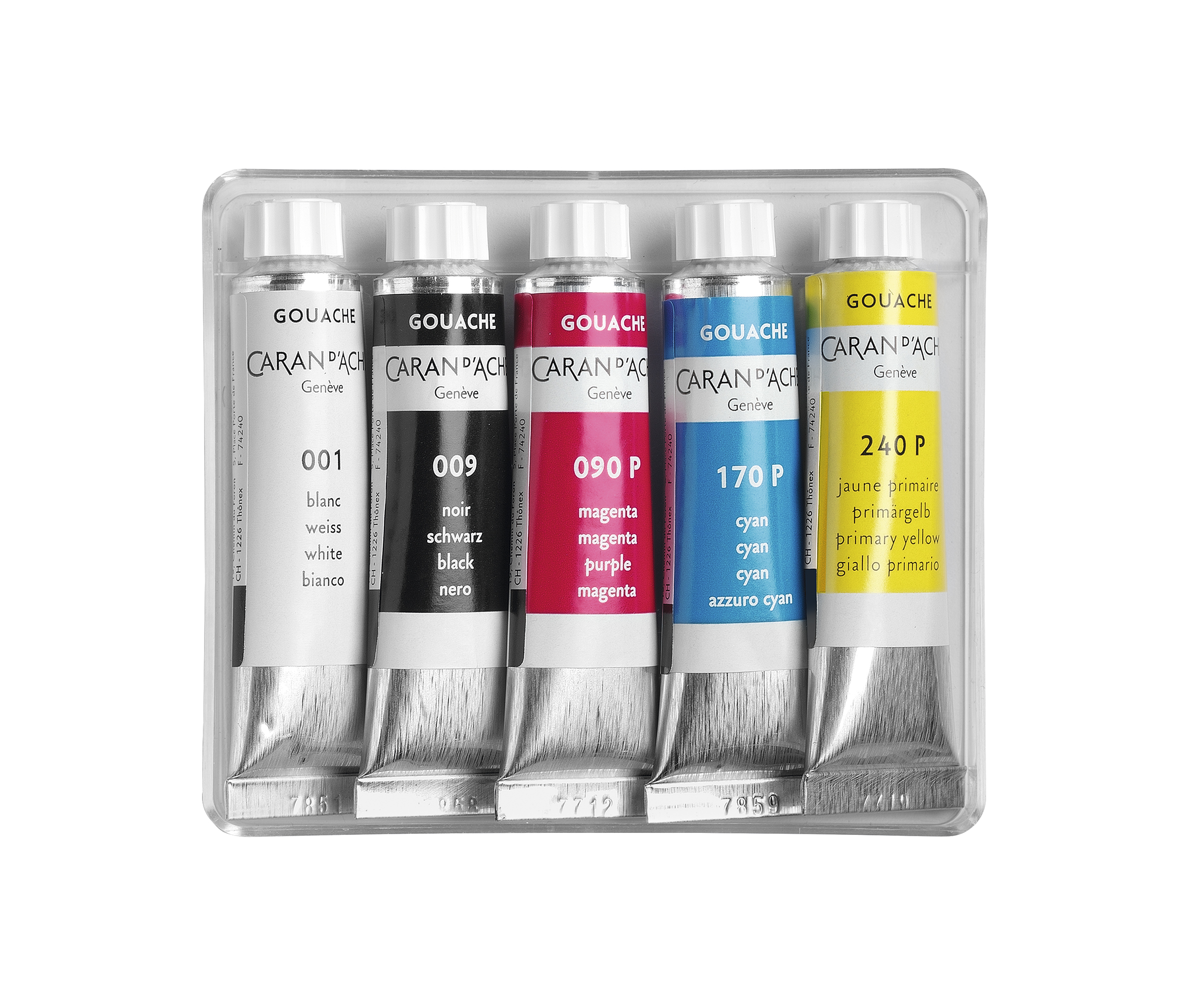 Gouache Tube 10ml--3 primary colors plus black and white