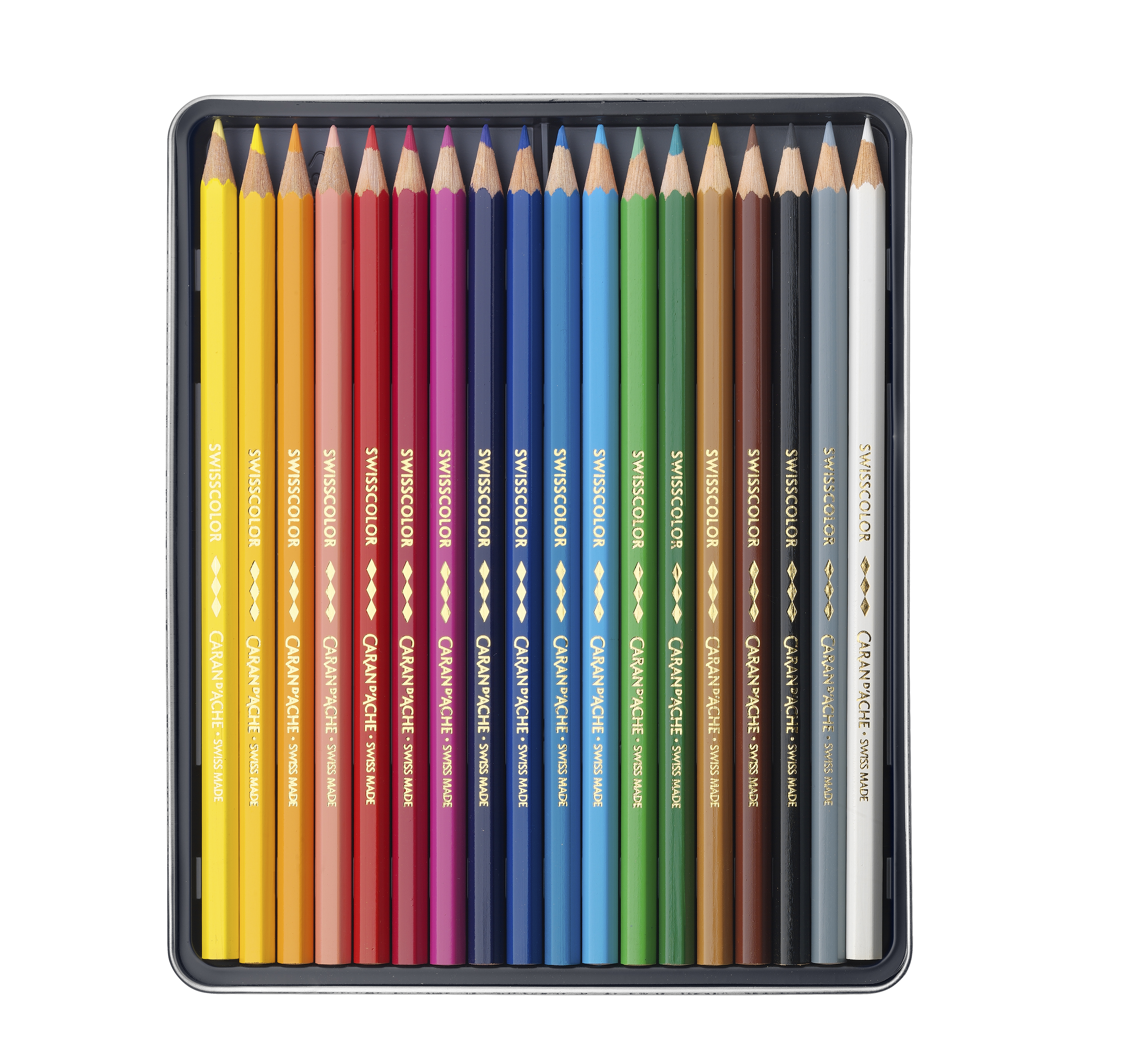 Swisscolor Permanent  assorted colored pencils-Metal box 18