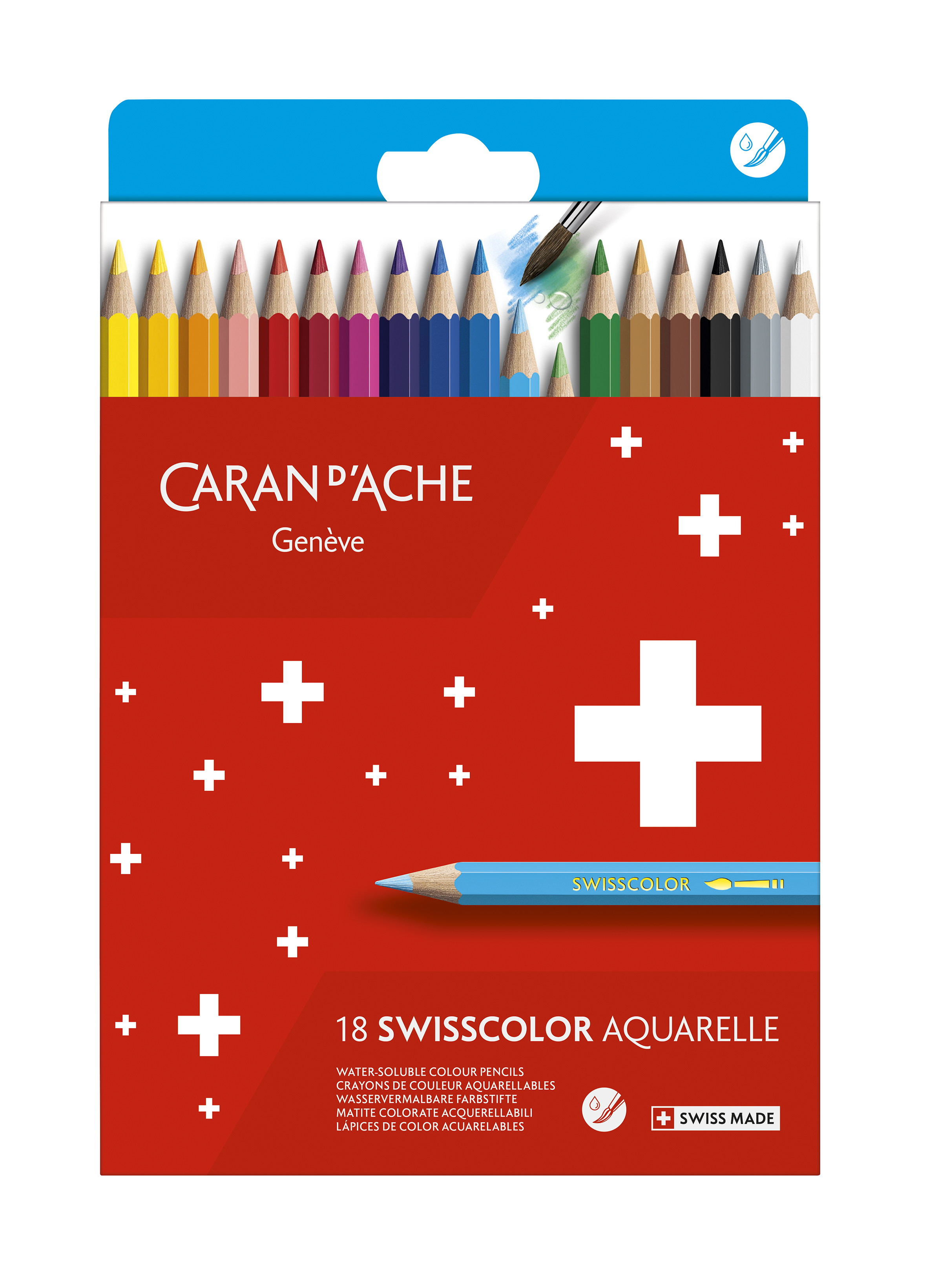 Swisscolor cardboard  box 18 assorted colored pencils watersoluble