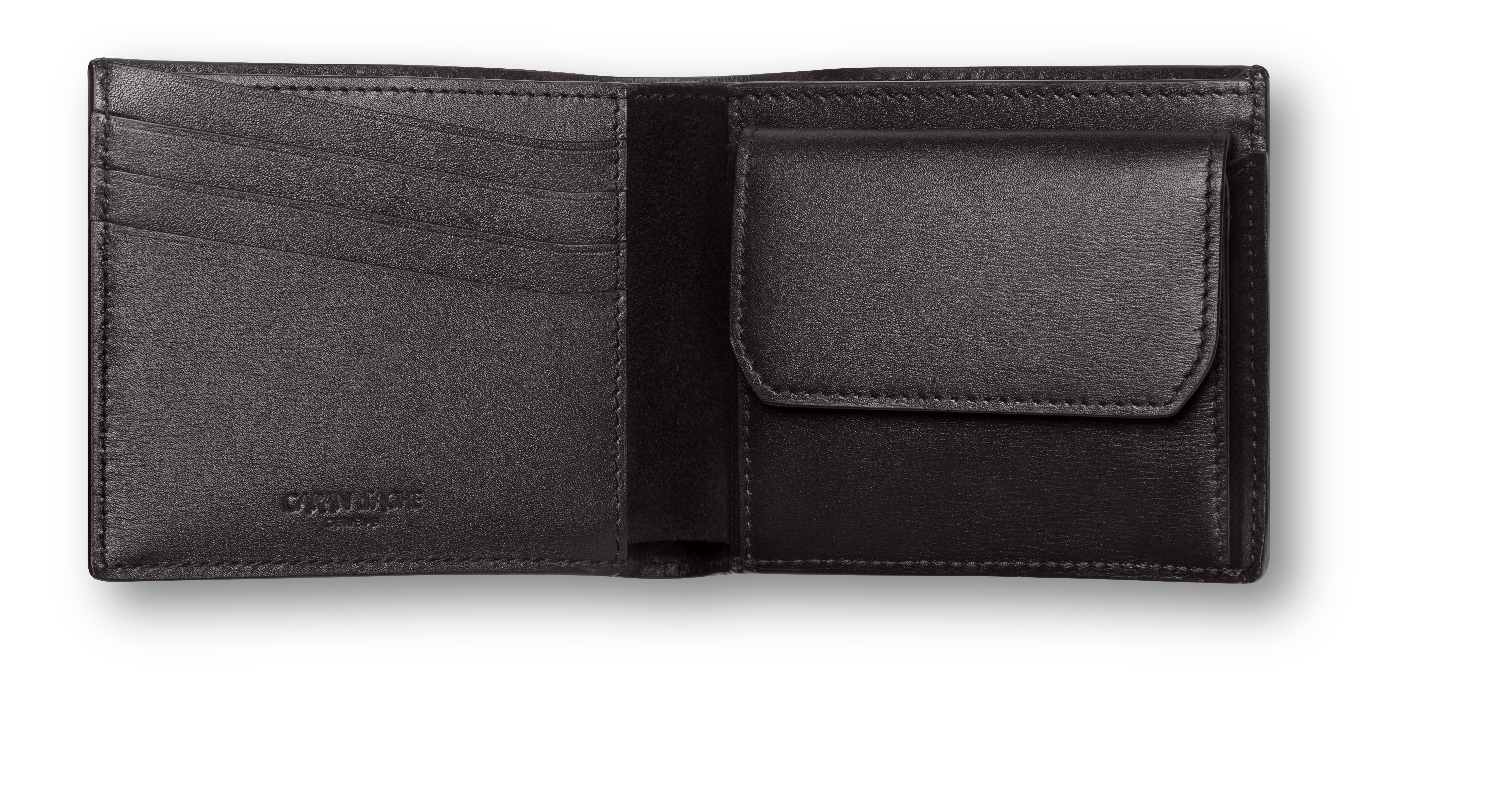Leather Collection - Wallet with Coin Case, 4 Cards, ebony