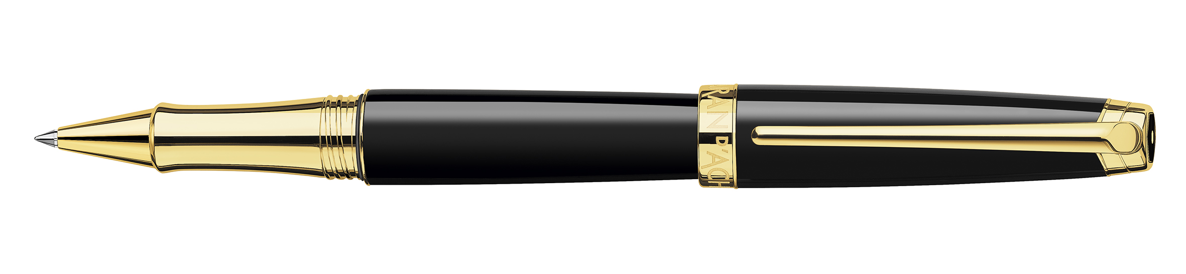Leman V2 Collection Ebony black lacquered, gold plated Roller pen