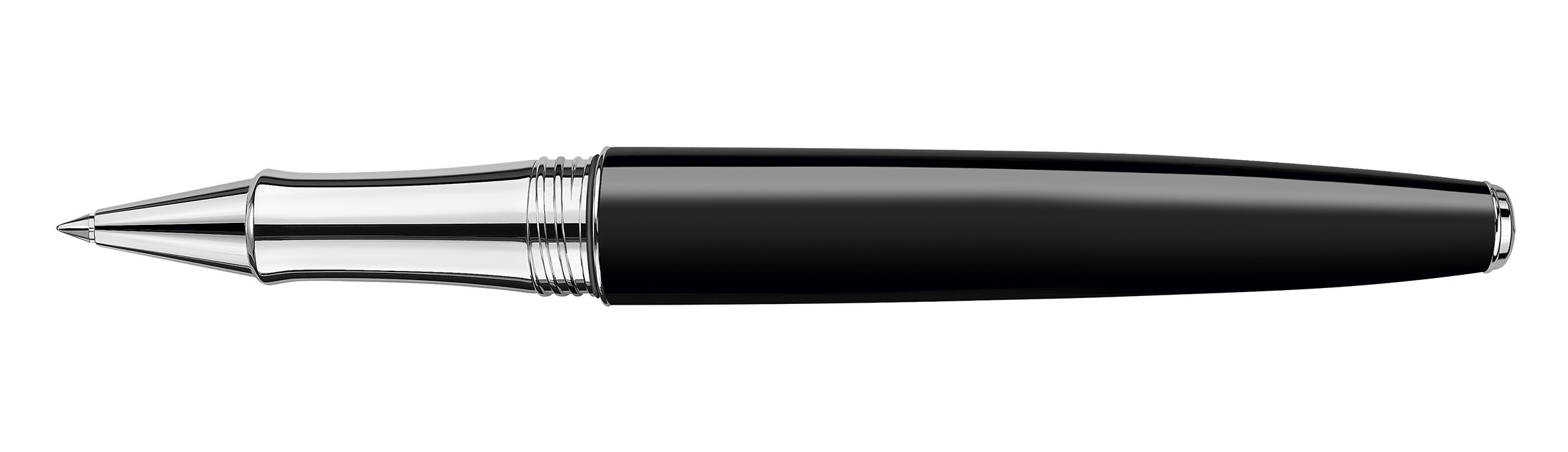 Leman V2 Collection Ebony black lacquered, silver pl./rhodium coated Roller pen