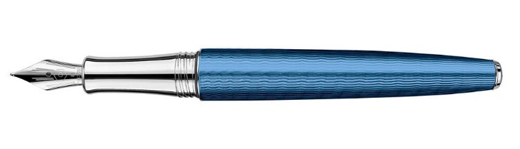 Leman V2 Collection Grand Bleu silver plated/rhodium coated Fountain pen, nib BB